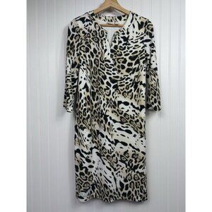 Chicos Cheetah Print Dylan Dress Chicos Size 1 / US Medium V Neck 3/4 Sleeve